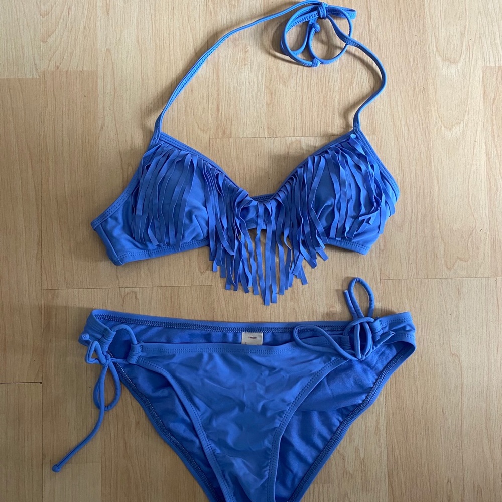 Like New Blue Fringe Bikini